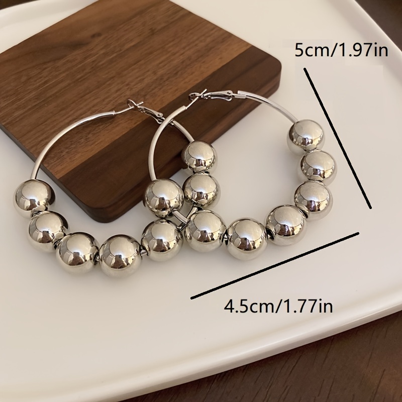 Minimalist Exaggerated CCB Pearl Large Hoop Earrings